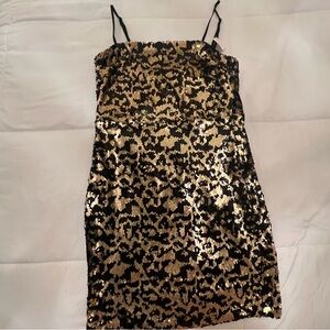 Gold and Black Sequin Dress